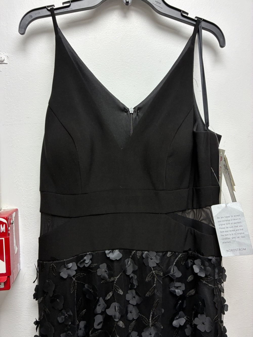 Xscape Black Floral Appliqué V-Neck Maxi Dress with Slit - Picture 8 of 11